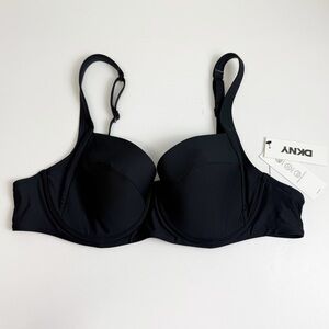 DKNY Balconette Bikini Top Womens XXL Black Swim NWT NEW